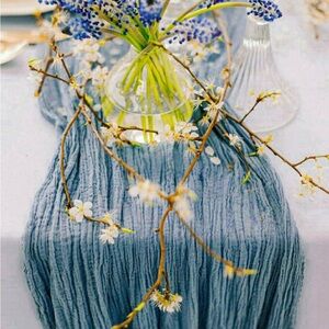 Dusty Blue Crepe baby shower Table Runner